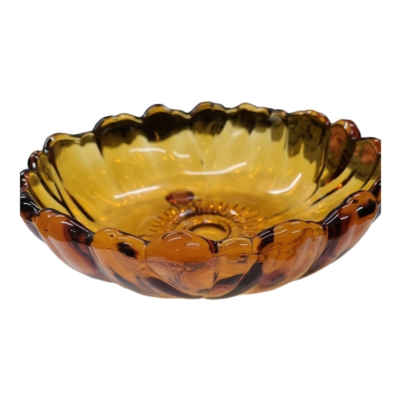 Vintage 'Petals' Amber Glass Bowl by Colony Glass c1960's - Picture 3 of 8